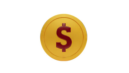 Obraz premium 3D Gold coin with dollar symbol on transparent background