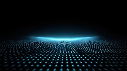 Abstract digital landscape featuring glowing blue dots on a dark background, creating a futuristic and immersive visual experience