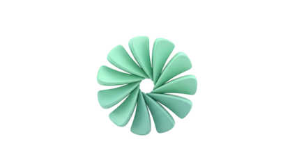 3D Abstract Mint Green Turbine Fan Shape on transparent background