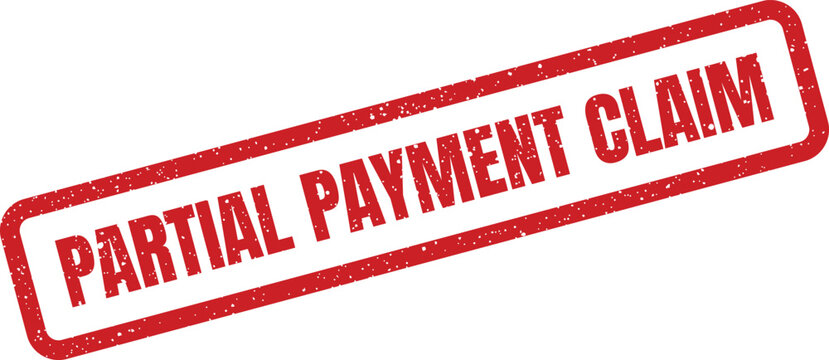 Rectangular red rubber stamp with partial payment claim message for insurance and financial records