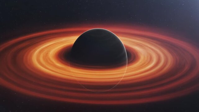 A mesmerizing depiction of a black hole with a swirling accretion disk, showcasing the immense gravitational pull and cosmic phenomenon of space