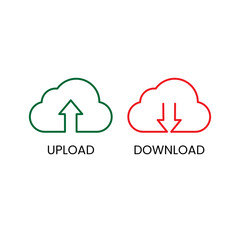 Modern business cloud computing concept illustration featuring a blue internet network icon with a web upload arrow and data storage symbol in a digital technology frame vector design