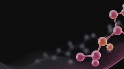 Abstract representation of molecular structure with colorful spheres and waves against a dark backdrop, symbolizing science, research, and innovation