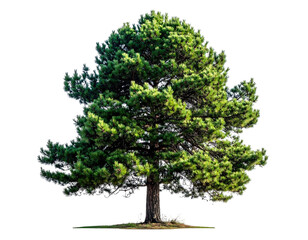 Obraz premium Evergreen tree with dense green foliage isolated against black background