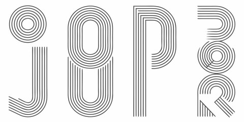Abstract linear design featuring the letters jopqr formed by concentric lines
