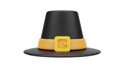 Pilgrim hat with buckle on transparent background
