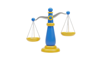 3D Balance Scales on transparent background