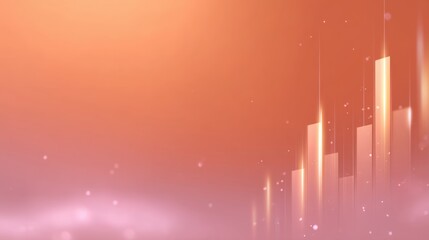 Abstract digital background with glowing bars and soft gradient colors representing data growth, technology trends, and business success in a modern visual style