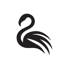 Abstract black flamingo bird logo design concept