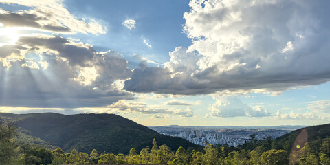Panoramic view of Belo Horizonte skyline at sunset