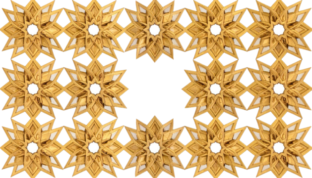 Golden geometric star pattern with a negative space square - Powered by Adobe