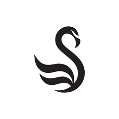 Obraz premium Abstract black swan logo design concept on white background