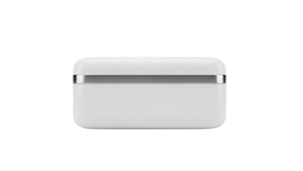 3D Modern white container with silver band transparent background