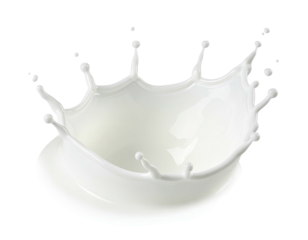 Splashed white liquid forming a crown shape against a black background