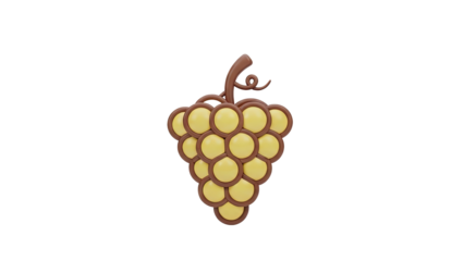 3D Yellow Grape Cluster Icon on transparent background
