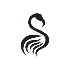 Minimalist black flamingo bird logo design on white background