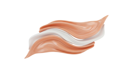 3D Abstract Flowing Waves of Cream and Peach Color on transparent background