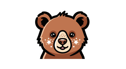 Cute cartoon bear cub head illustration on white background © A B I G A I L