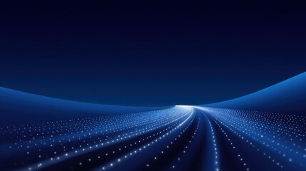 Endless Blue Horizon with Glowing Dots Creating a Sense of Infinite Space and Light in a Digital Landscape