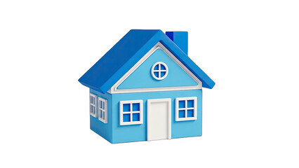 3D Cartoon Blue House Icon on transparent background