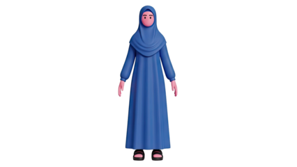 3D Muslim Woman Character on transparent background