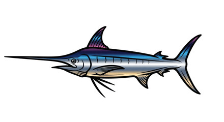 Illustration of a marlin fish swimming