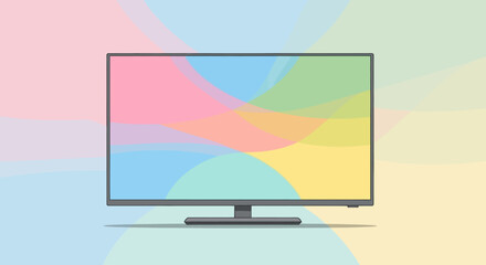 Flat screen TV displaying abstract colorful pastel shapes