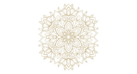 Ornate floral mandala with a symmetrical, decorative design on white.