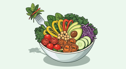 A colorful bowl of fresh vegetables and chickpeas