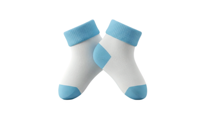 3D Pair of Baby Socks with Blue Accents Isolated on transparent background