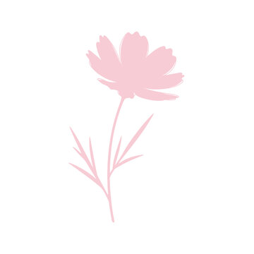 Simple pink flower silhouette on a white background