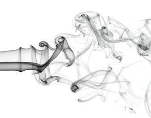 Wispy, swirling smoke plumes against a stark black background