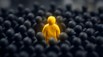 Brand differentiation concept with standout yellow figure