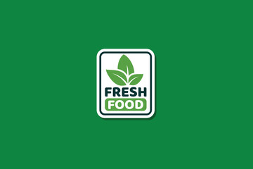 Fresh Organic Food Natural Label Sticker  logo with a combination of leaves design