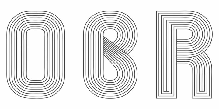 Abstract illustration of the letters obr with parallel lines and modern design