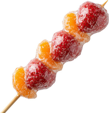 Chinese sugar coated fruit tanghulu isolated on white