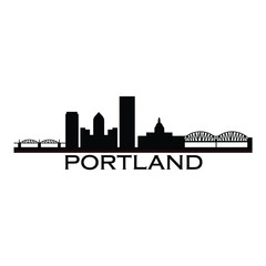 Fototapeta premium Portland city skyline silhouette with bridges and prominent building shapes