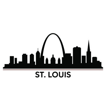 A striking silhouette of the st louis skyline with the gateway arch