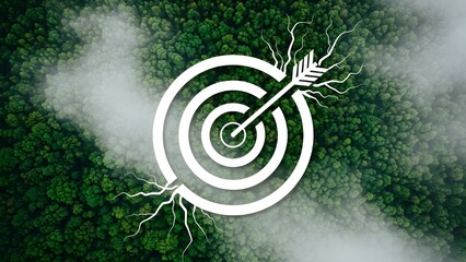 White target with arrow on green background