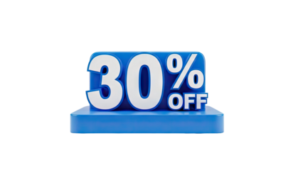30% Off Sale Discount Tag on transparent background