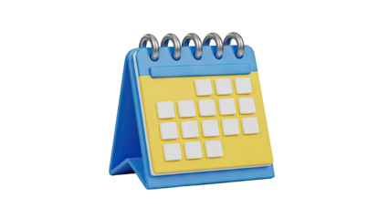 3D Desk Calendar Icon on transparent background
