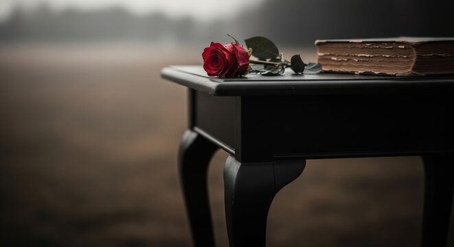 A Single Red Rose in Quiet Light