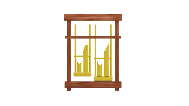 Angklung bamboo musical instrument wooden frame on transparent background - Powered by Adobe