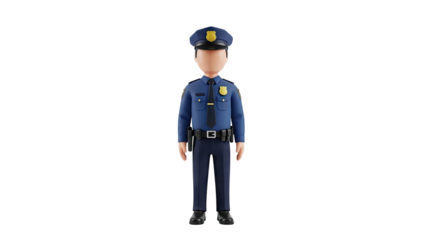 Cartoon Police Officer Standing on transparent background