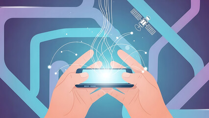 mobile network connectivity illustrating global data streaming and digital wireless communication via a smartphone visualizing telecommunication concepts.