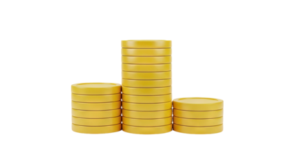 Stack of Yellow Coins on transparent background
