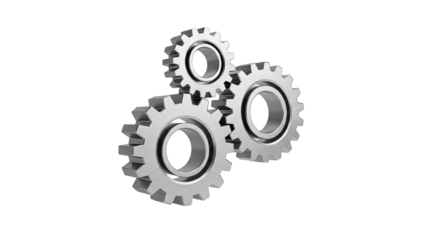 Interlocking Gears on transparent background