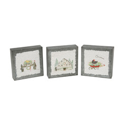 Fototapeta na wymiar Rustic Christmas Barn and Wagon Blocks winter