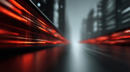 Abstract representation of digital technology with glowing light streaks and blurred background, illustrating speed and connectivity in modern data processing environments
