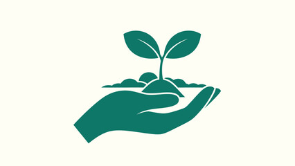 A hand holds a small green plant, symbolizing care, growth, and environmental protection